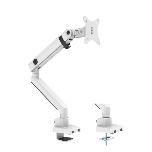 Single Spring Assisted Monitor Arm | White