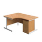 Single Upright Left Hand Radial Desk + High Mobile Pedestal 3 Drawer (FSC) | 1600 X 1200 | Nova Oak/White