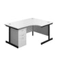 Single Upright Right Hand Radial Desk + High Mobile Pedestal 3 Drawer (FSC) | 1600 X 1200 | White/Black