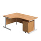 Single Upright Left Hand Radial Desk + Mobile 2 Drawer Pedestal (FSC) | 1800 X 1200 | Nova Oak/White