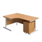 Single Upright Left Hand Radial Desk + Mobile 3 Drawer Pedestal (FSC) | 1800 X 1200 | Nova Oak/White