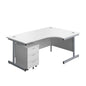 Single Upright Right Hand Radial Desk + Mobile 3 Drawer Pedestal (FSC) | 1800 X 1200 | White/Silver