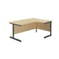 Single Upright Right Hand Radial Desk (FSC) | 1800 X 1200 | Maple/Black