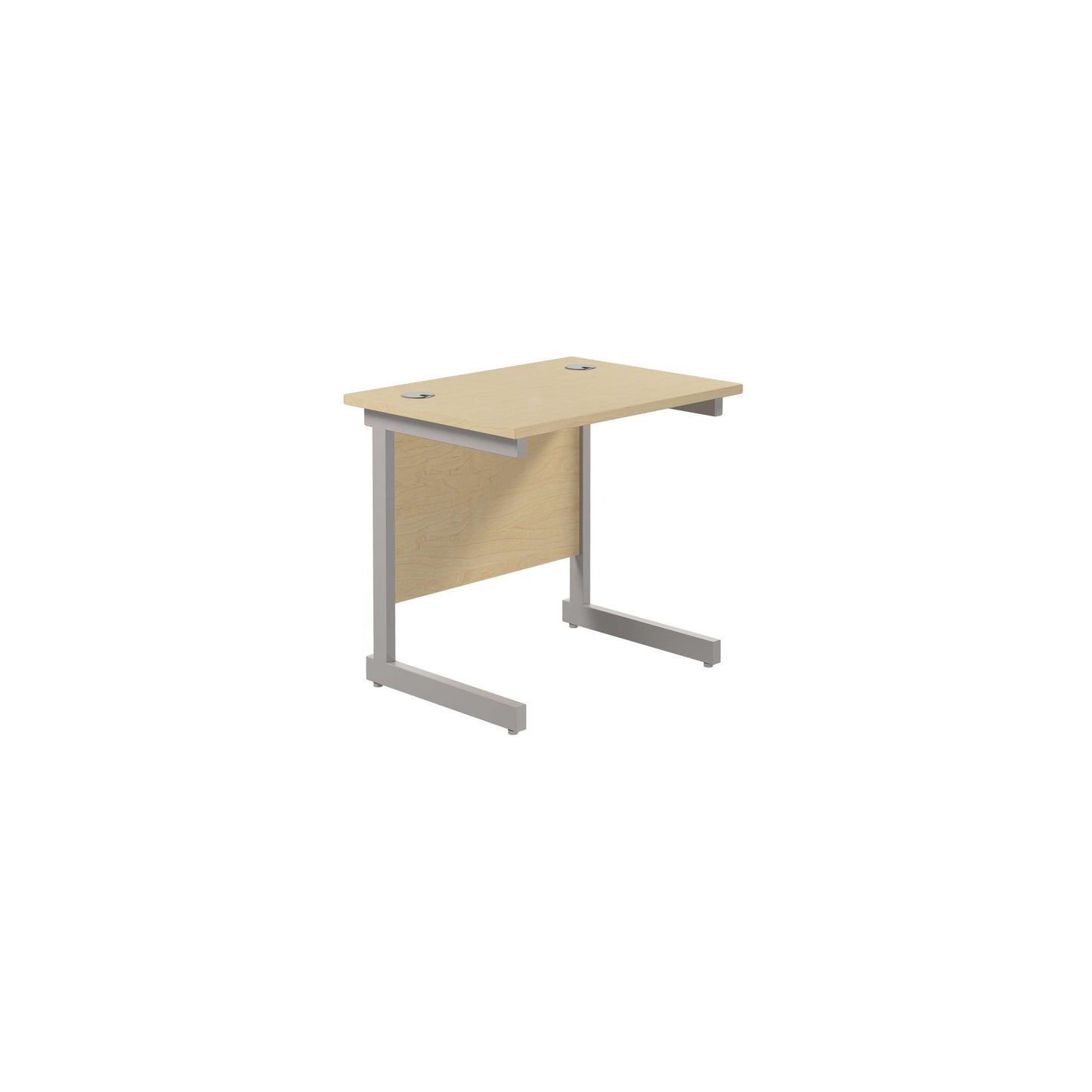 Single Upright Rectangular Desk: 600mm Deep (FSC) | 800 X 600 | Maple/Silver