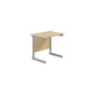 Single Upright Rectangular Desk: 600mm Deep (FSC) | 800 X 600 | Maple/Silver