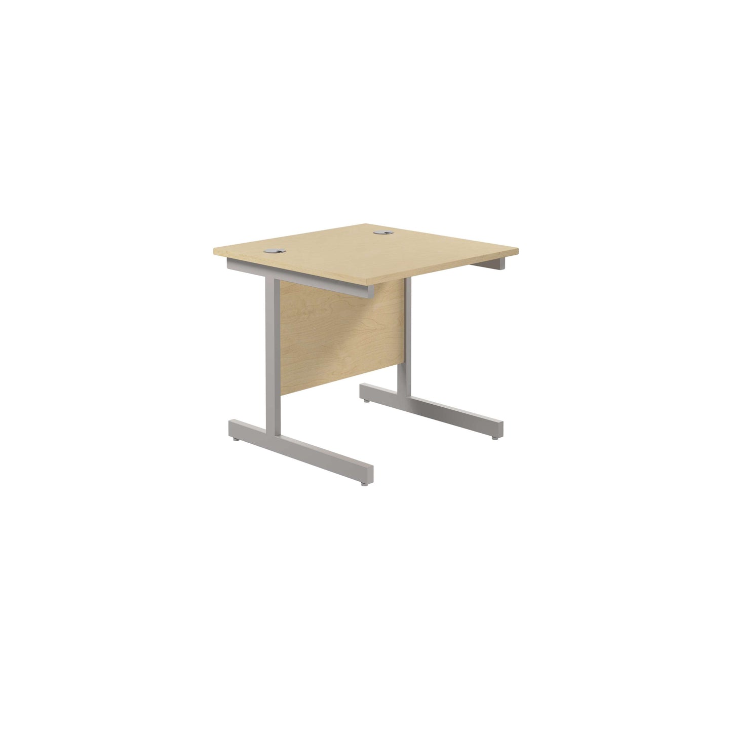 Single Upright Rectangular Desk: 800mm Deep (FSC) | 800 X 800 | Maple/Silver