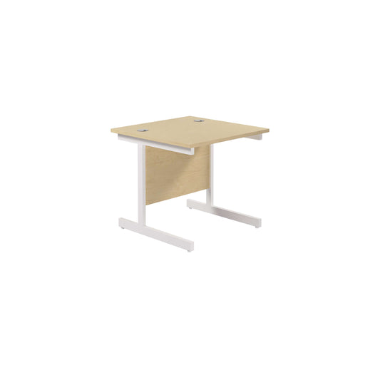 Single Upright Rectangular Desk: 800mm Deep (FSC) | 800 X 800 | Maple/White