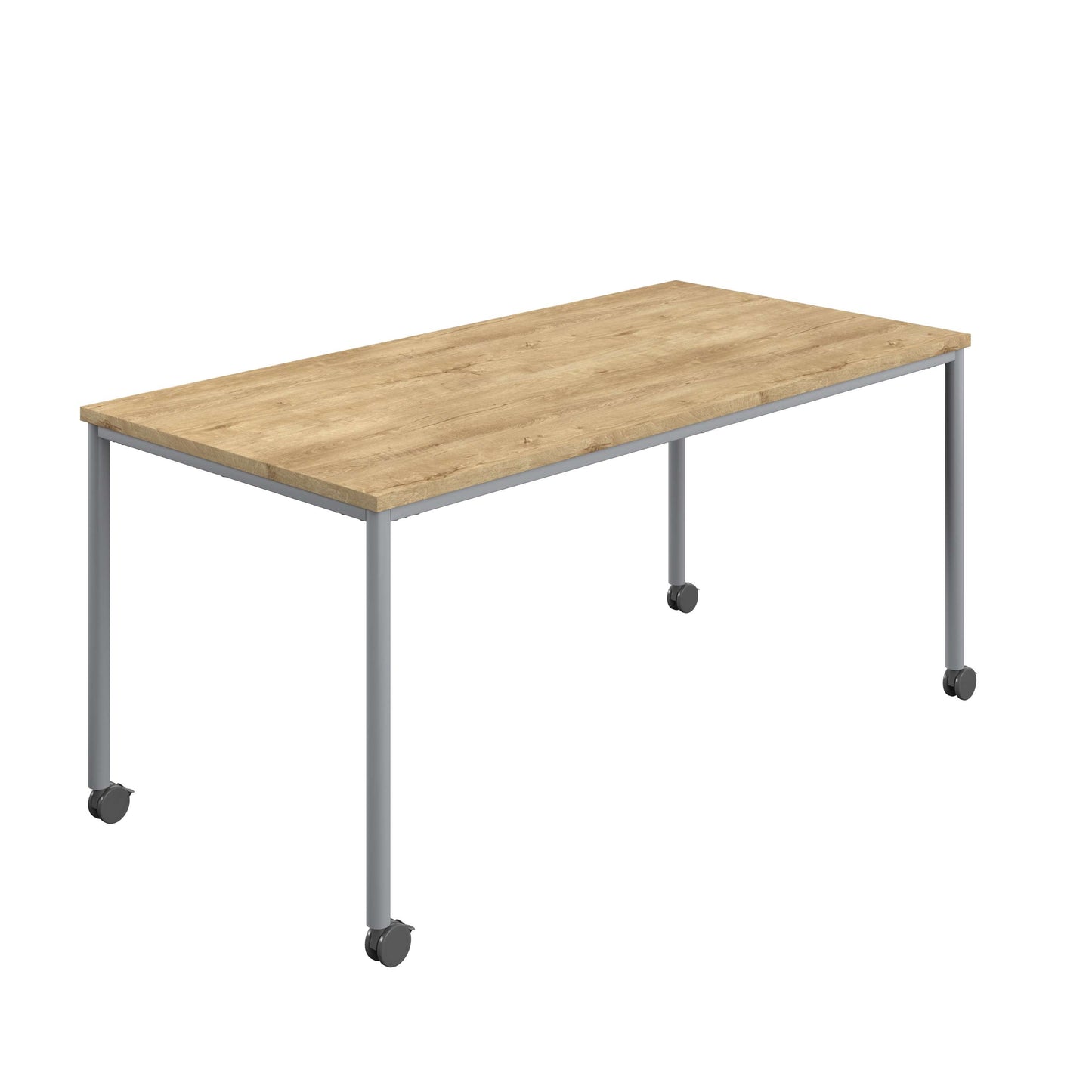 Titan Mobile Rectangular Table (FSC) | 1400 X 800 | Silver/Natural Nebraska Oak