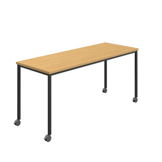 Titan Mobile Rectangular Table (FSC) | 1600 X 800 | Black/Sorano Oak