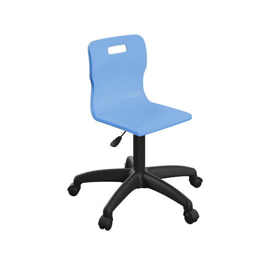 Titan Swivel Junior Chair with Plastic Base and Castors | Size 3-4 | Sky Blue/Black