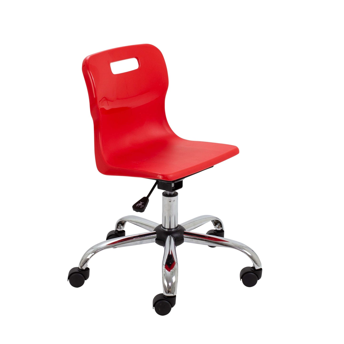 Titan Swivel Junior Chair with Chrome Base and Castors | Size 3-4 | Red/Chrome