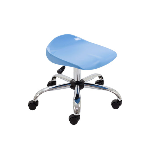 Titan Swivel Junior Stool with Chrome Base and Castors | Size 5-6 | Sky Blue/Chrome