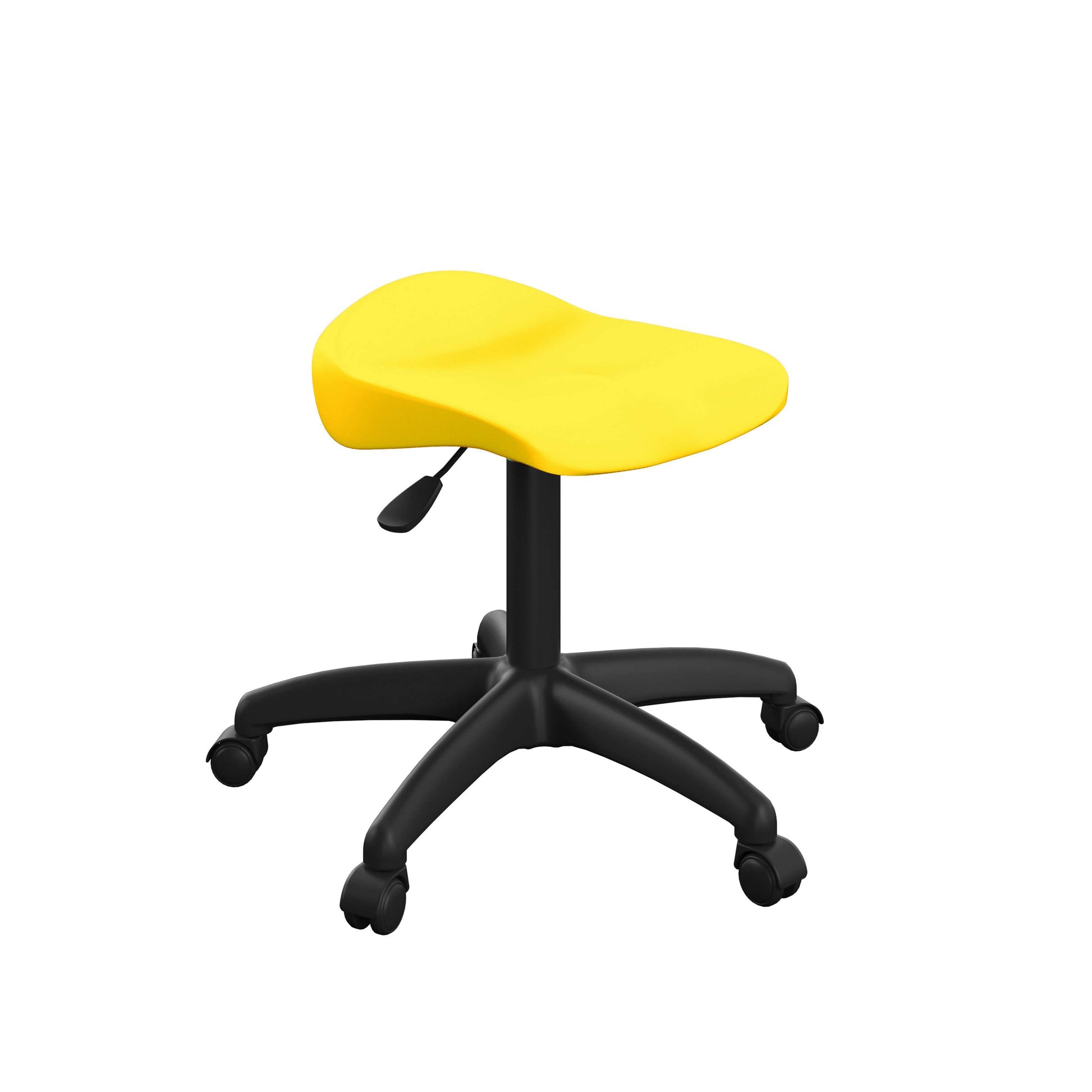 Titan Swivel Junior Stool with Plastic Base and Castors | Size 5-6 | Yellow/Black