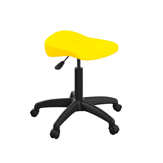 Titan Swivel Senior Stool with Plastic Base and Castors | Size 5-6 | Yellow/Black