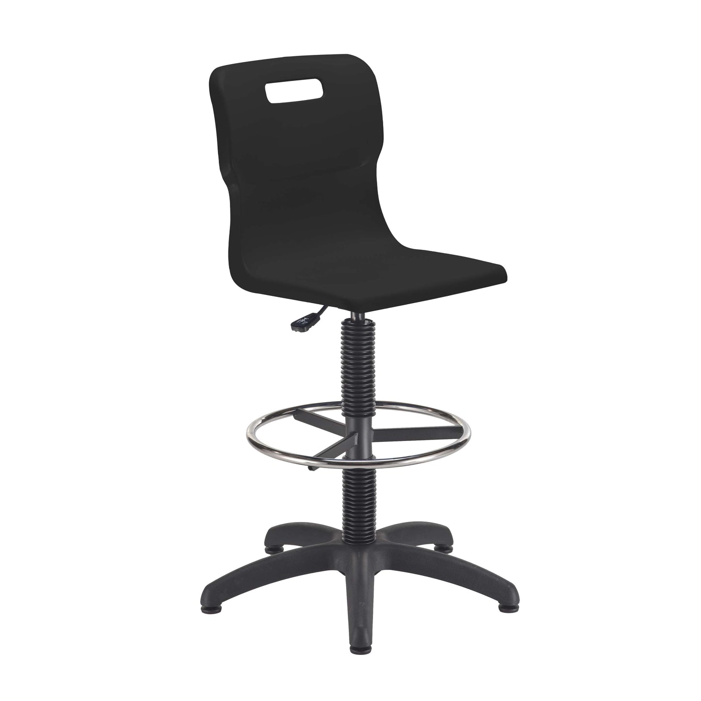 Titan Swivel Senior Chair with Chrome Base, Castors and D-Kit | Size 5-6 | Fixed D-Kit | Black/Chrome