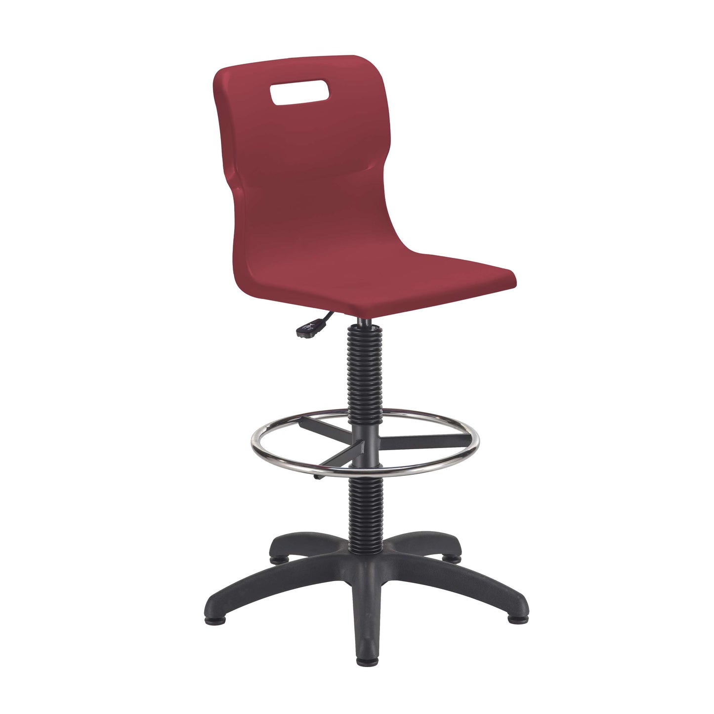 Titan Swivel Senior Chair with Chrome Base, Castors and D-Kit | Size 5-6 | Fixed D-Kit | Burgundy/Chrome