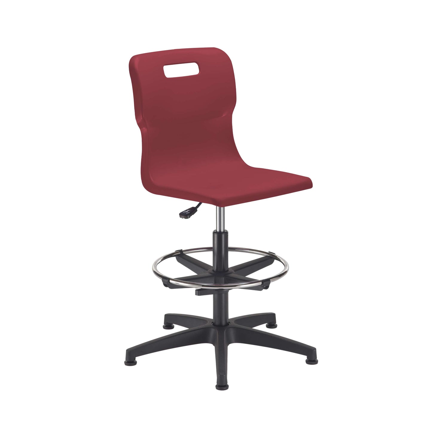 Titan Swivel Senior Chair with Chrome Base, Castors and D-Kit | Size 5-6 | Adjustable D-Kit | Burgundy/Chrome