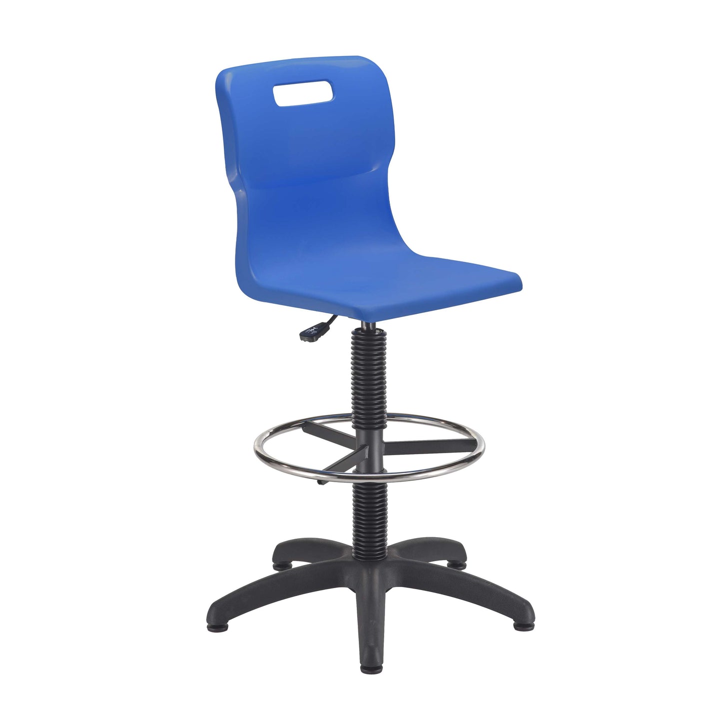 Titan Swivel Senior Chair with Chrome Base, Castors and D-Kit | Size 5-6 | Fixed D-Kit | Blue/Chrome