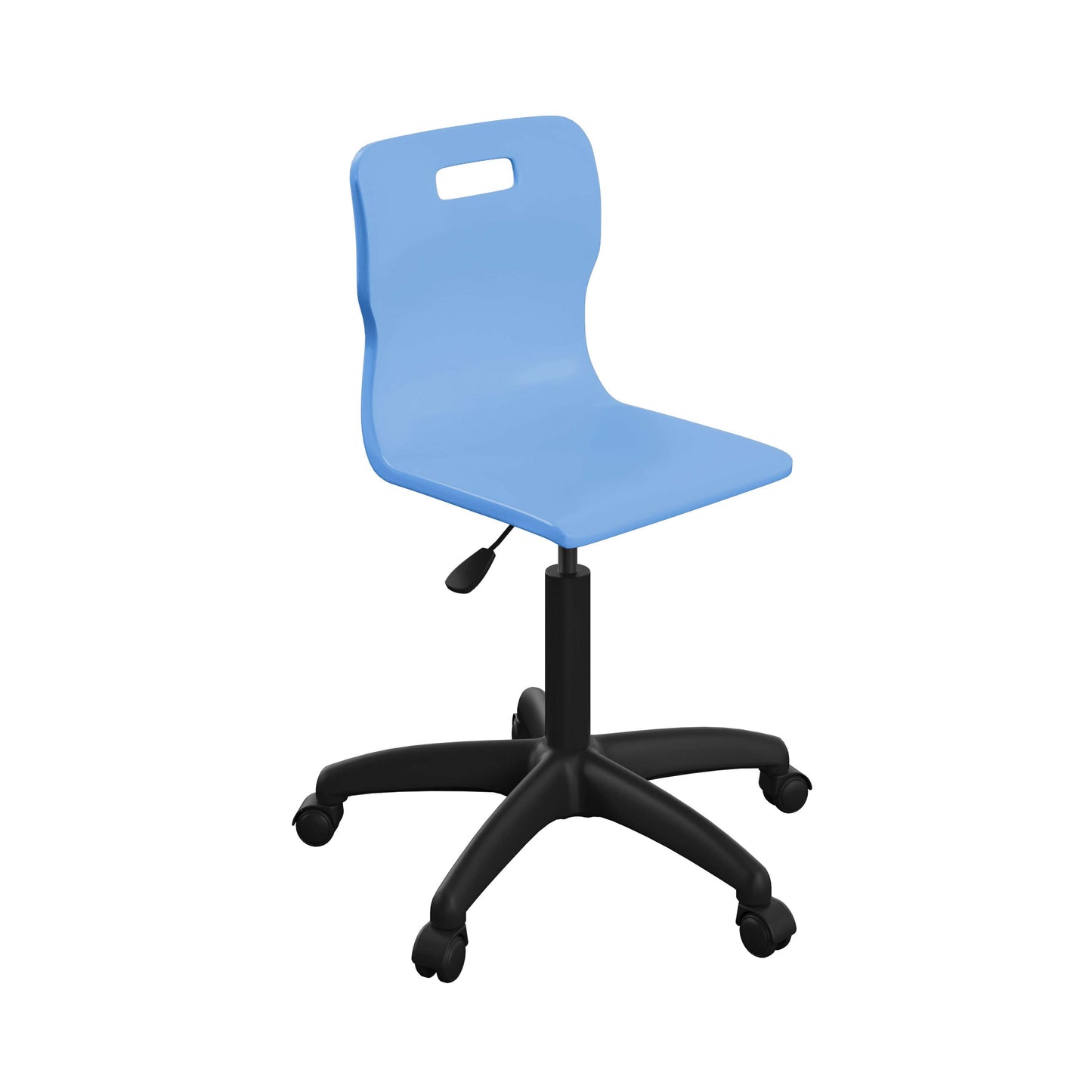 Titan Swivel Senior Chair with Plastic Base and Castors | Size 5-6 | Sky Blue/Black