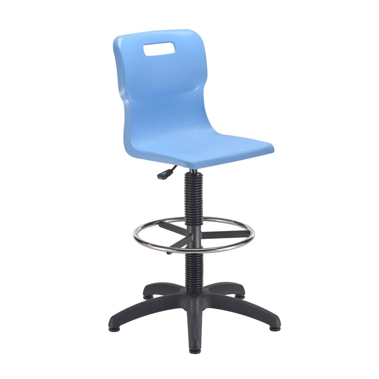 Titan Swivel Senior Chair with Chrome Base, Castors and D-Kit | Size 5-6 | Fixed D-Kit | Sky Blue/Chrome