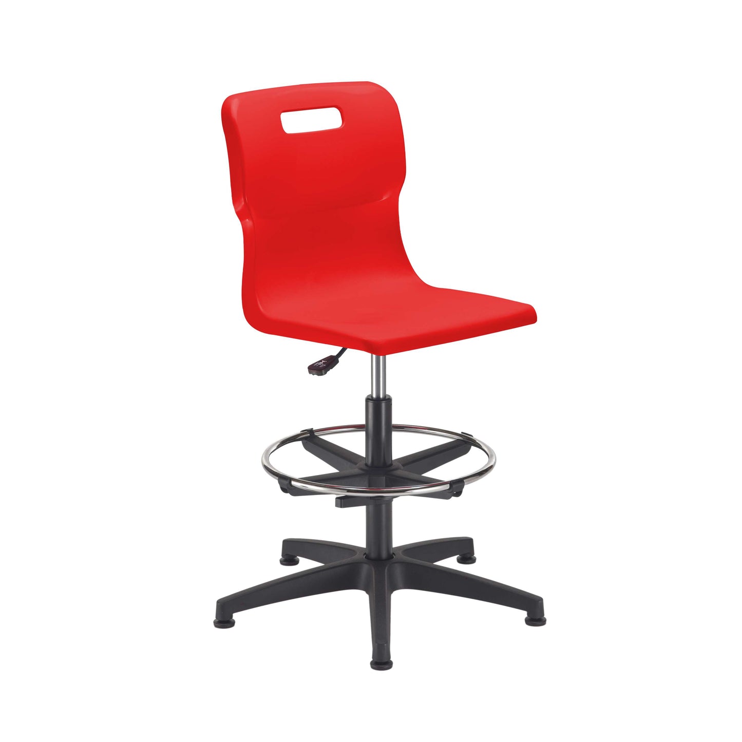 Titan Swivel Senior Chair with Chrome Base, Castors and D-Kit | Size 5-6 | Adjustable D-Kit | Red/Chrome