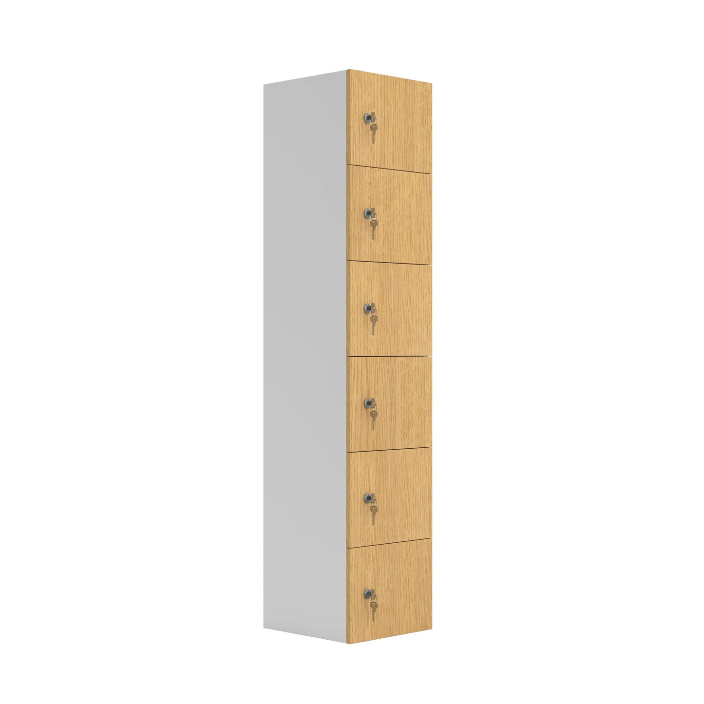 Six Door Unit Complete with Shelf, Coat Hooks, Cam Lock (FSC) | Sorano Oak