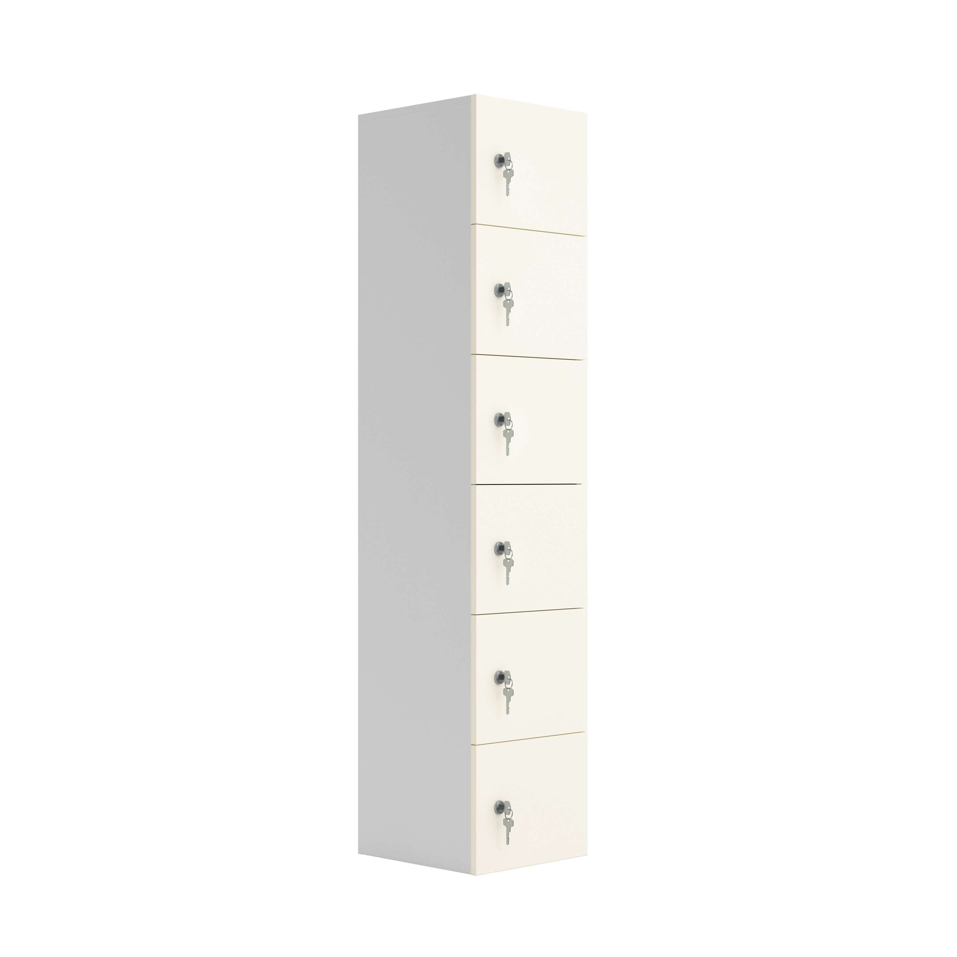 Six Door Unit Complete with Shelf, Coat Hooks, Cam Lock (FSC) | White