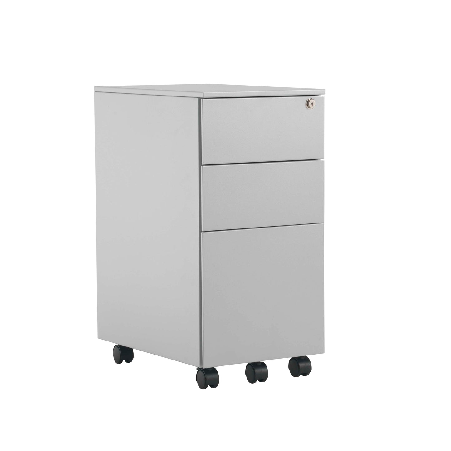 Pedestal Slimline 3 Drawer Steel | Silver