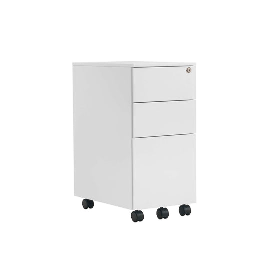 Pedestal Slimline 3 Drawer Steel | White