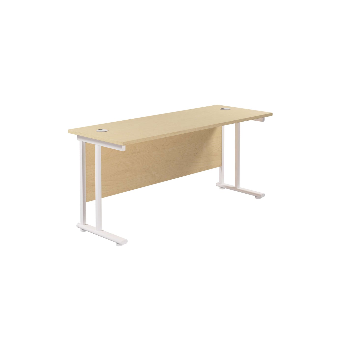 Twin Upright Rectangular Desk: 600mm Deep (FSC) | 1800X600 | Maple/White