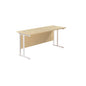 Twin Upright Rectangular Desk: 600mm Deep (FSC) | 1800X600 | Maple/White