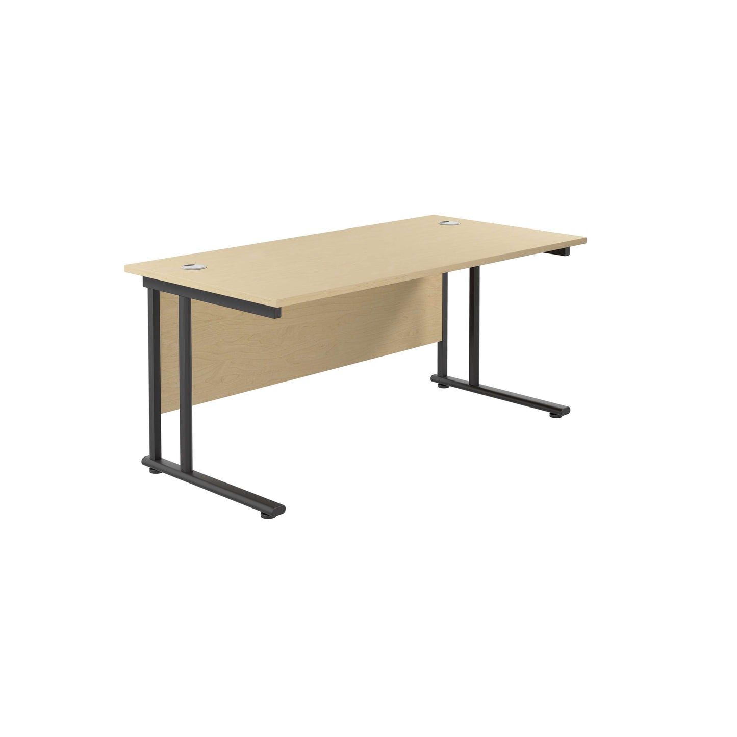 Twin Upright Rectangular Desk: 800mm Deep (FSC) | 1800X800 | Maple/Black