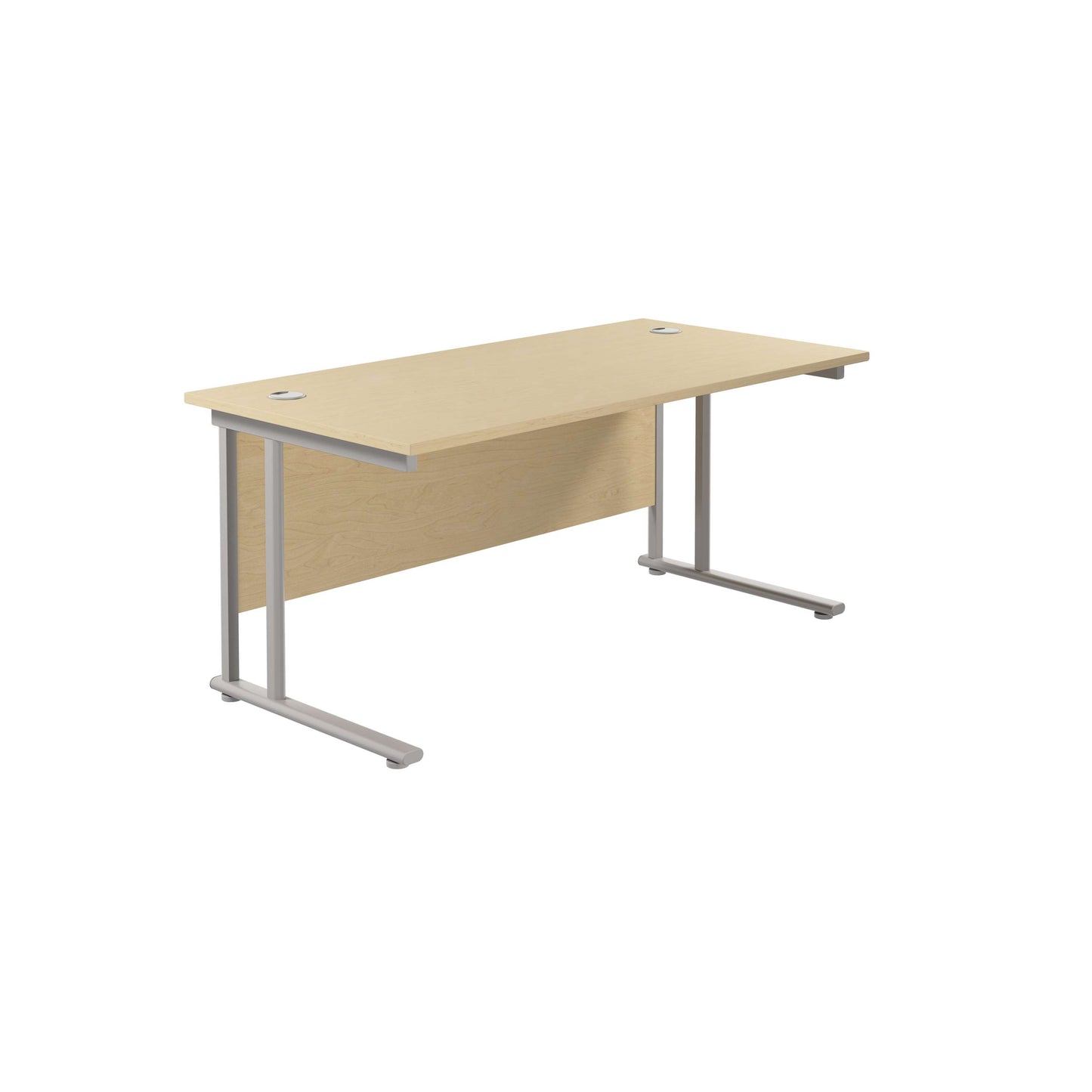 Twin Upright Rectangular Desk: 800mm Deep (FSC) | 1800X800 | Maple/Silver