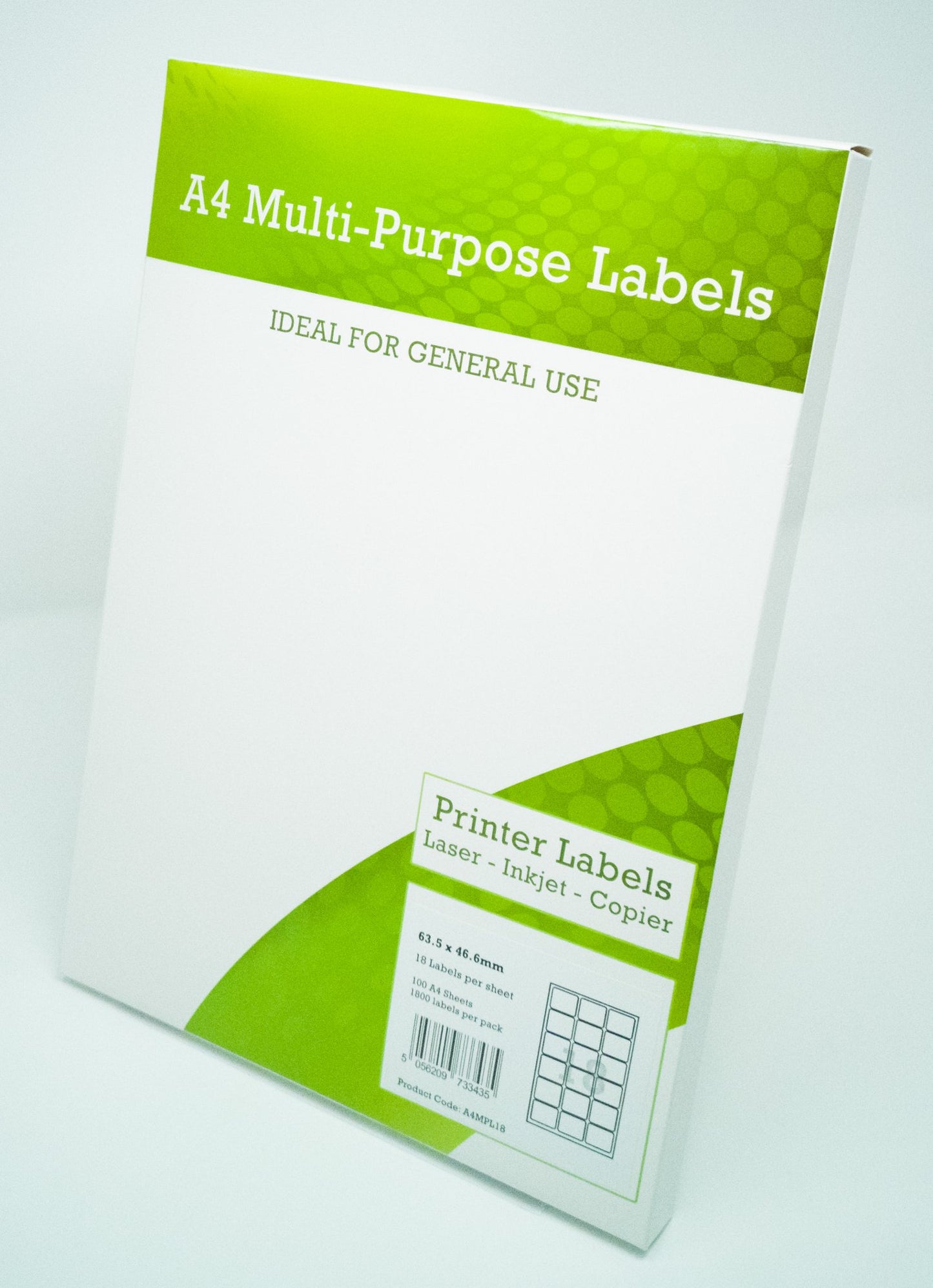 Alpa-Cartridge A4 Multipurpose Labels 18 Per Sheet 63.5 x 46.5mm (White) Pk of 100