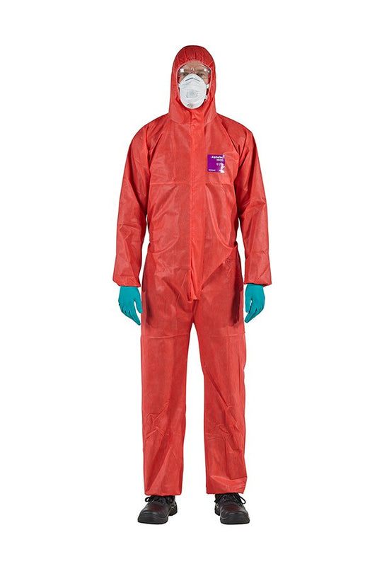 ANSELL ALPHA-TEC 1500 COVERALL RED MODEL 138 SIZE SML GLOVE