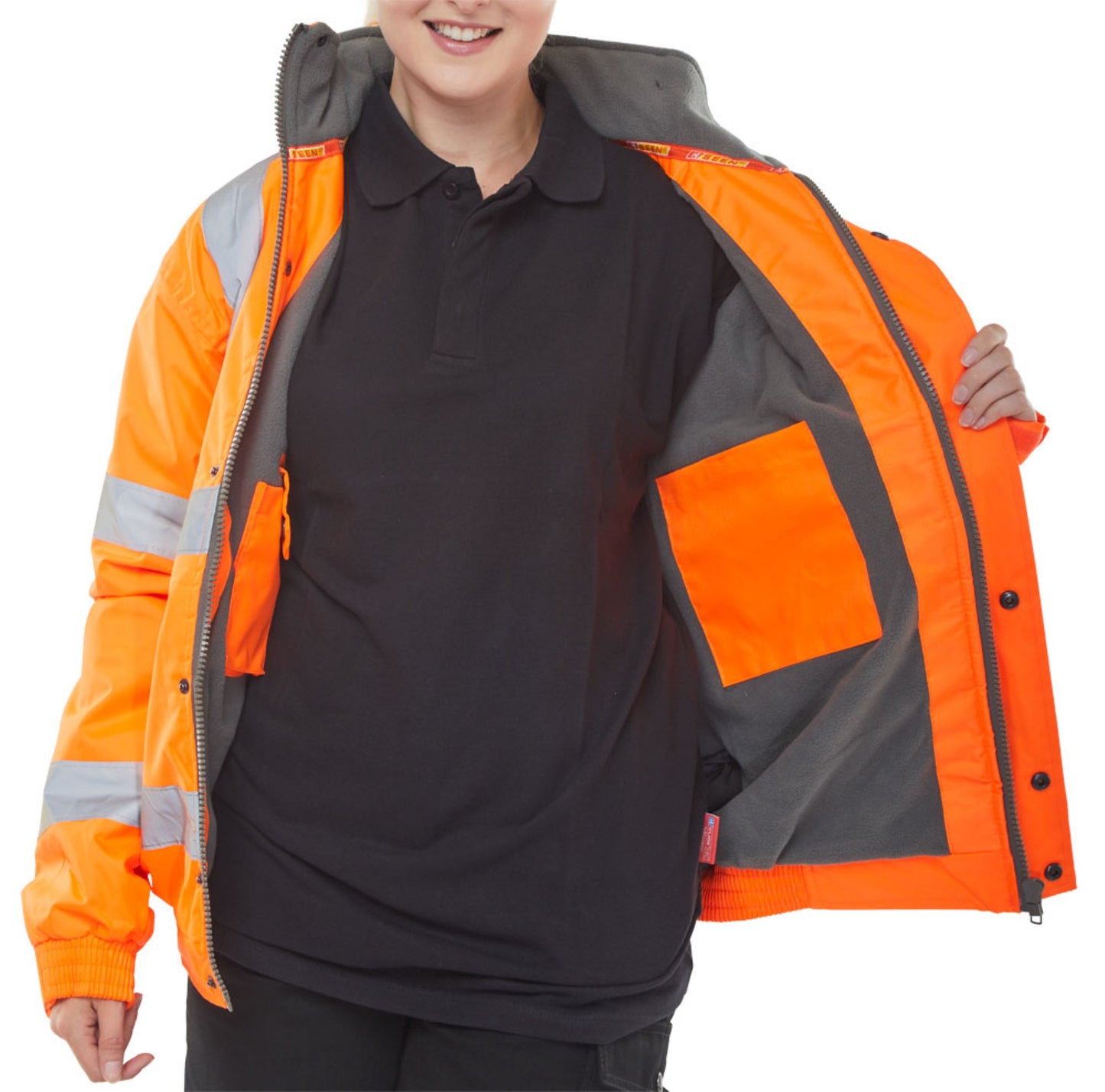 Beeswift Bomber Jacket Fleece Lined Hi Vis Orangexl