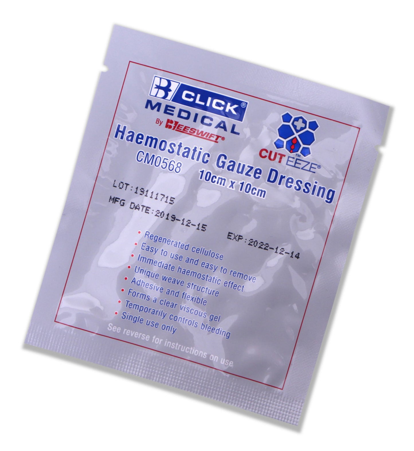 Click Medical Haemostatic Soluble Dressing 10X10cm