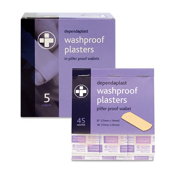 Click Medical DEPENDAPLAST WASHPROOF PILFER PROOF PLASTER BOX 5 X 45