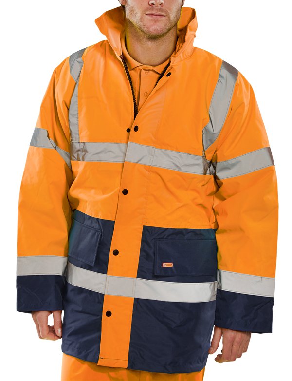 Beeswift CONSTRUCTOR TRAFFIC Jacket TWO TONE FLEECE LINED Orange/Navy XXL