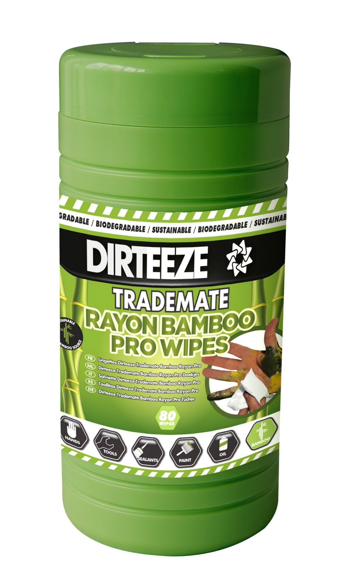 Dirteeze Trademate Bamboo Rayon Pro Wipes Tub 80S