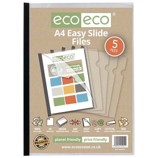 Eco Eco A4 50% Recycled Bag 5 Easy Slide Files - Single