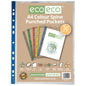 A4 100% Recycled Colour Spine Multi Punched Pockets - Pack of 50