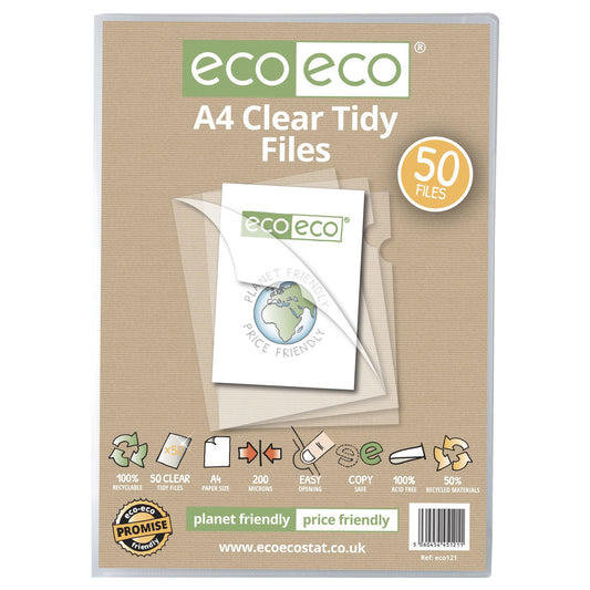 A4 50% Recycled Clear Tidy Files - Pack of 50