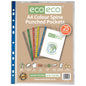 A4 100% Recycled Colour Spine Multi Punched Pockets - Pack of 25