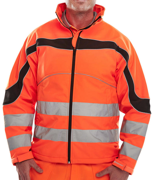 Beeswift Eton Hi-Viz Soft Shell Jacket Orange / Black 3XL