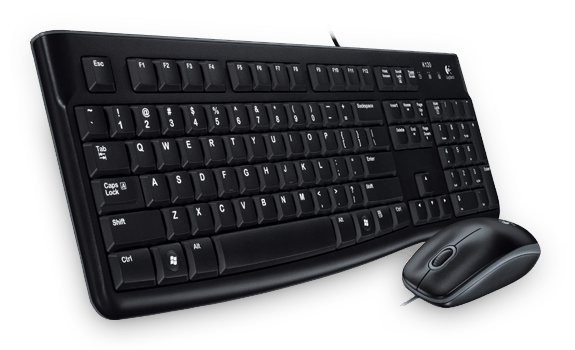 OEM Logitech Desktop MK120 Keyboard Mouse included USB Qwerty English Black