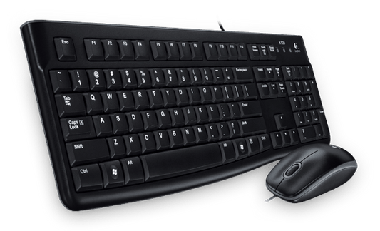 OEM Logitech Desktop MK120 Keyboard Mouse included USB Qwerty English Black