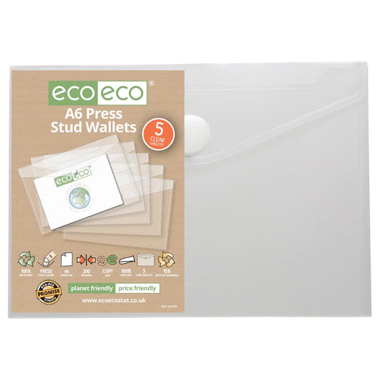 A6 95% Recycled Clear Press Stud Wallets (5)