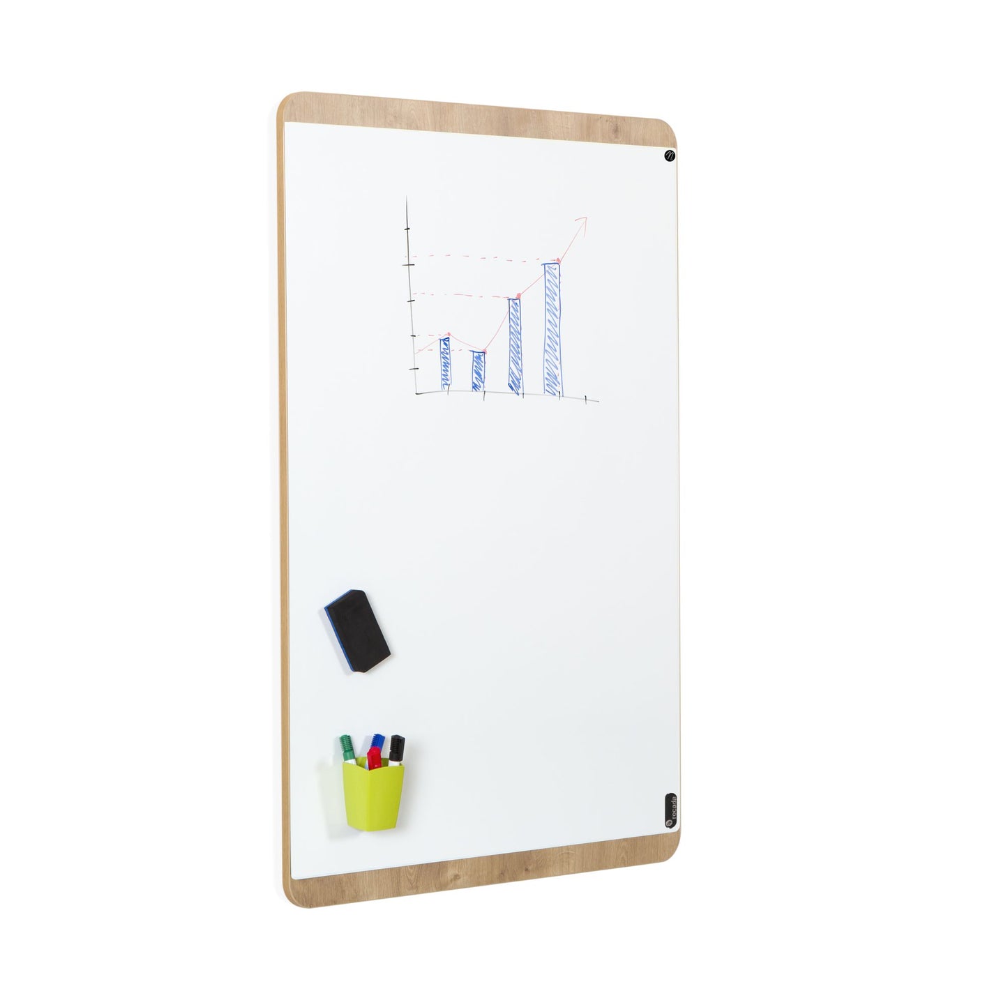 ROCADA NATURAL Whiteboard with Magnetic Dry Wipe Surface 100x150cm - Oak