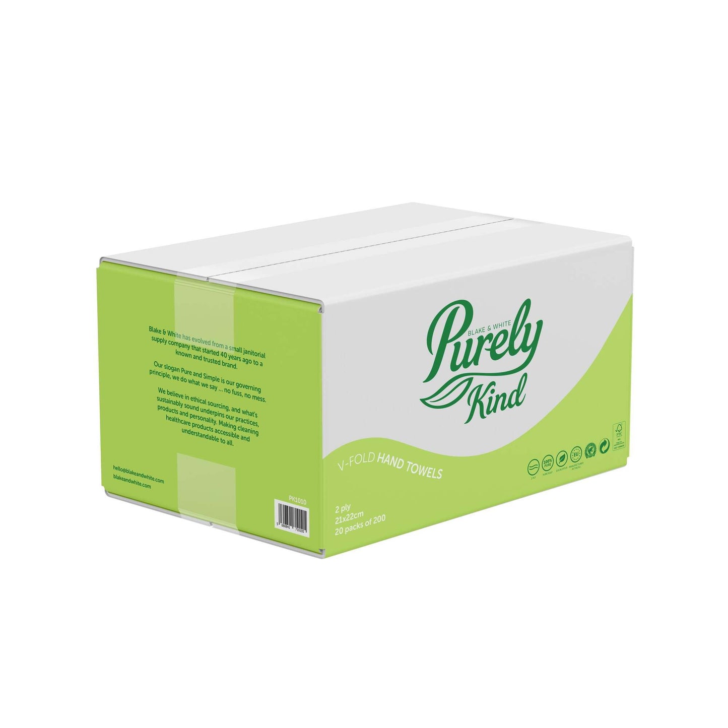 Purely Kind Hand Towels V Fold 2ply Whit